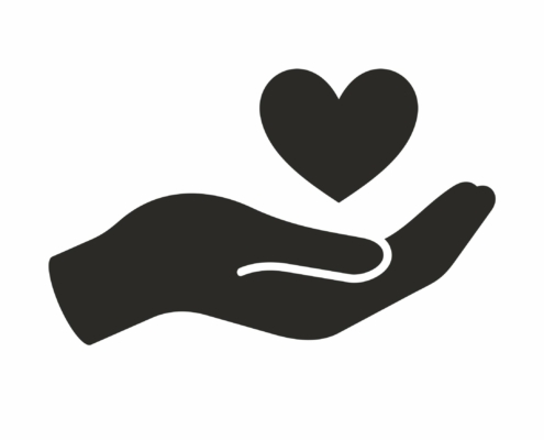 Heart in hand icon